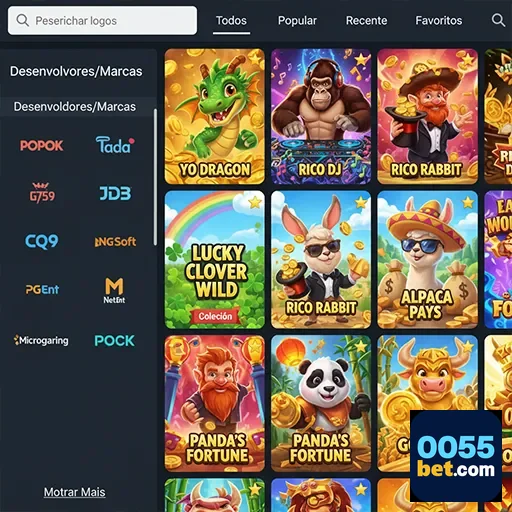 Usuário explorando jogos de slot na 0055bet